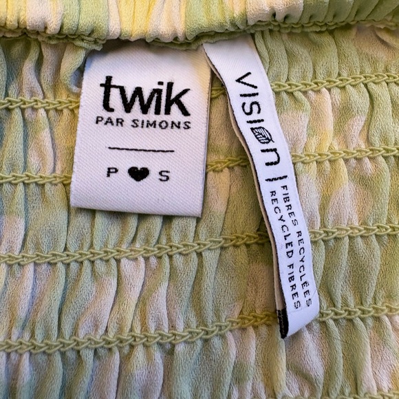 Simons Twik Sustainable Ruched Coquette Daisy Mint Long Sleeve Crop Top Small - Picture 6 of 10